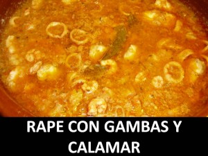 Rape con gambas y calamar