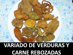 Verduras y carne rebozadas